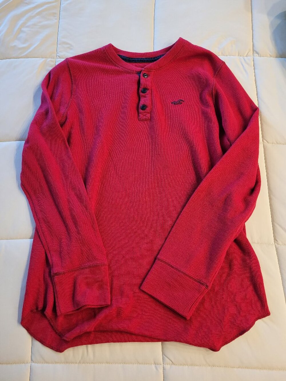 Hollister Red Henley Long Sleeve